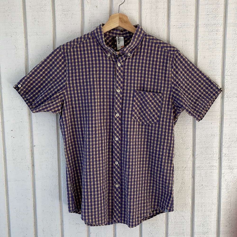 Men’s Medium Ben Sherman Purple/Orange Plaid Button-Up Shirt